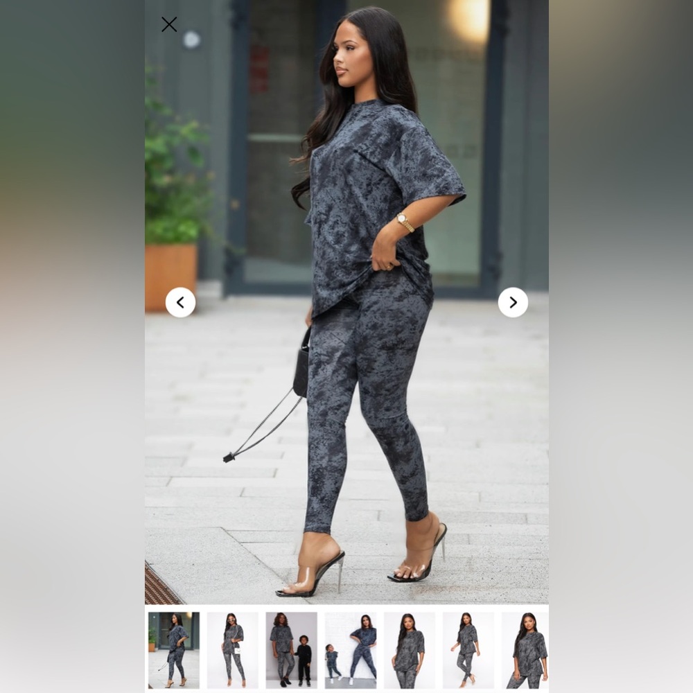 Bundle- Two Sets; Fashion Nova Brown Shorts Lounge Set & Black Pants Lounge Set - Picture 2 of 8